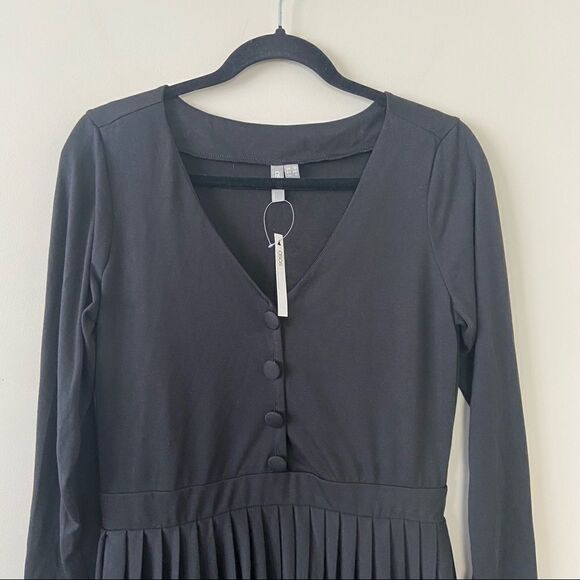 ASOS-PLEATED button front long sleeve dress (Size:US 6) - Picture 5 of 7